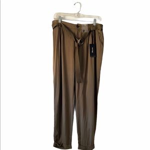 NWT shinestar olive green cuffed belted pants